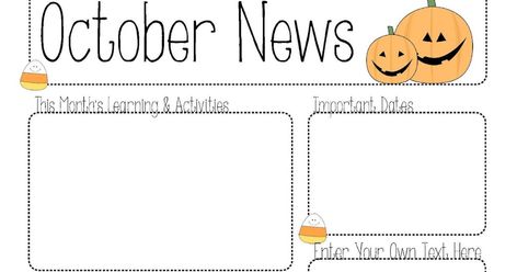 October Newsletter Preschool, October Newsletter Template, Fall Outdoor Decor Porch, October Newsletter, Preschool Newsletter Templates, Preschool Newsletter, Newsletter Template Free, Editable Newsletter Templates, Classroom Newsletter Template