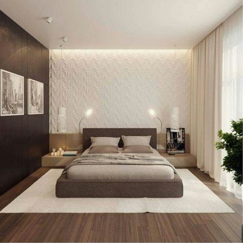 Looking For 3D Wall Panels? Here's What You Need to Know - L' Essenziale Simple Bedroom Decor, Modern Minimalist Bedroom, Simple Bedroom Design, Minimalist Bedroom Design, Interior Minimalista, Brown Bedroom, Bedroom Bed Design, Perfect Bedroom, Modern Bedroom Design