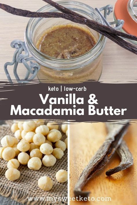 This Vanilla & macadamia nut butter is low in net carbs and absolutely delicious. #keto #nutbutter #macadamianutbutter Macadamia Butter, Macadamia Nut Butter, Homemade Foods, Sugar Free Sweets, Low Carb Cheesecake, Keto Friendly Desserts, Butter Recipes, Macadamia Nut, Keto Cheesecake