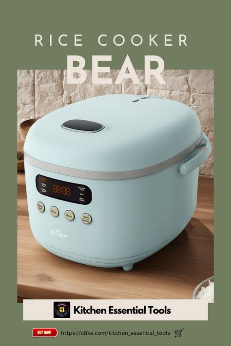 Bear Rice Cooker 8 Cups Cooked, Rice Cooker Small with 6 Cooking Functions, Advanced Fuzzy Logic Micom Technology, 24 Hours Preset Keep Warm, Non-Stick Inner Pot, 2L Green. ... more amazon products in the link below ... "https://c8ke.com/kitchen_essential_tools" Quinoa Oatmeal, Cooked Rice, Essential Kitchen Tools, Essential Tools, Amazon Products, Rice Cooker, Brown Rice, Small Kitchen Appliances, Pressure Cooker