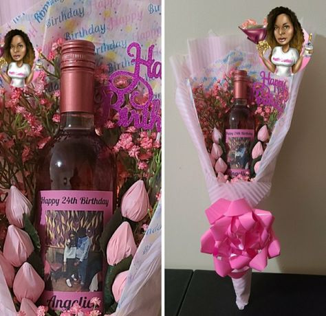 Wine And Chocolate Bouquet, Wine Bouquet Gift, Hershey Kiss Roses, Tricky Tray Ideas, Wine Gifts Ideas, Wine Bottle Bouquet, Booze Gift, Wine Bottle Flowers, Beer Cakes