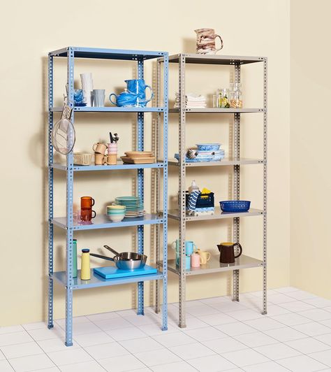 HAY on Instagram: “HAY’s Shelving Unit provides a functional and simple storage solution for kitchens, bedrooms or other home spaces. #HAY #HAYdesign” Hay Shelving Unit, Wire Pantry Shelves, Pantry Rack, Metal Shelving, Metal Shelving Units, Pantry Shelving, Hay Design, Regal Design, Modular Shelving