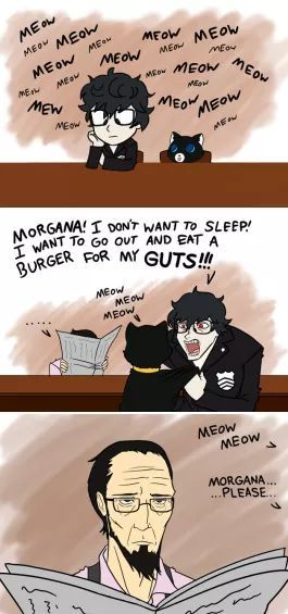 This is how this looks to other people when we talk to Morgana. They think we might be: A) Crazy. Or B) On drugs. Morgana Persona 5, Persona 5 Memes, Weird Ideas, Persona Five, Persona 5 Anime, Phantom Thieves, Persona 3 4 5, Persona 5 Joker, Shin Megami Tensei Persona