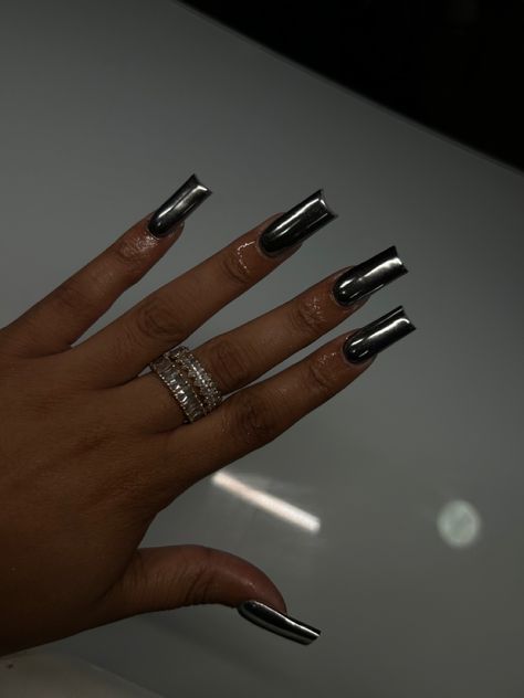 Full Chrome Nails, Matalic Nails Acrylic, Drip Nails, Colored Acrylic Nails, Classy Acrylic Nails, Short Square Acrylic Nails, Acrylic Nails Coffin Pink, Unique Acrylic Nails, Long Square Acrylic Nails