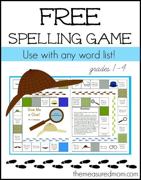 Free Spelling Game for Grades 1-4 — Use with any word list from The Measured Mom Games For Grade 1, Spelling Word Games, Spelling Games For Kids, Spelling Centers, The Measured Mom, Measured Mom, 2nd Grade Spelling, Teaching Spelling, Spelling Games