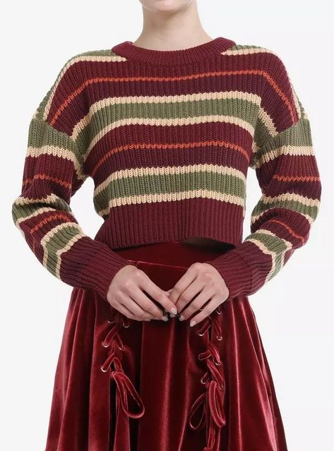 Thorn & Fable Autumn Maroon Girls Crop Knit Sweater, Crop Knit Sweater, Nightmare Before Christmas Gifts, Hot Sweater, Cropped Knit Sweater, Cozy Knit Sweater, Halloween Costume Accessories, Clothes Shopping, Outerwear Vest, Hoodie Girl