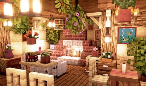 Living Room Designs Minecraft, Living Room Minecraft, Minecraft Living Room Ideas, Cottage In The Mountains, Minecraft Living Room, Minecraft House Interior, Interior Minecraft, Playing Minecraft, Play Minecraft