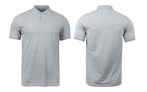 Grey polo shirts mockup front and back used as design template, isolated on white background with clipping path. Silkscreen Design, Polo Tshirts, Professional Lightroom Presets, Hoodie Mockup, Grey Polo Shirt, T Shirt Png, Shirt Template, 3d Background, Back View