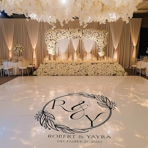 Amazon.com: Wedding Dance Floor Monogram Decals - Wedding Reception Decorations Dance Floor Party Decor Custom Name and Date Wall Decals Decor Vinyl Sticker (w:48 h:55) : Tools & Home Improvement White Wonderland Wedding, Wedding Floor Vinyl, Ball Room Wedding, Wedding Floor Decal, Dance Floor Party, Party Dance Floor, Vinyl Dance Floor, Dance Floor Ideas, Dance Floor Decal