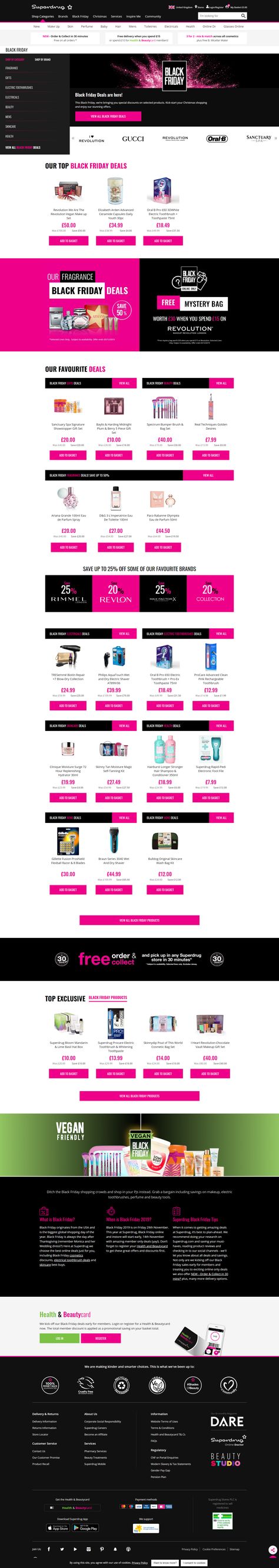 Black Friday promotion on the Superdrug website #Web #Digital #Marketing #BlackFriday #Sale #Health #Beauty #Retail Beauty Retail, Black Friday Promotions, Black Friday, Promotion, Digital Marketing, Make Up, Fragrance, Marketing, Health