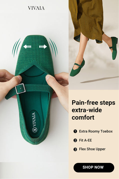 Prioritize your foot health with the unique insole design and adjustable instep strap of Margot Mary-Jane Flats. Wherever you're headed, elevate your style with VIVAIA!✅Wide toe-box perfect for wide feet and bunions✅Arch support, all-day comfort✅Soft heel padding, no rubbing or blisters✅Free Shipping & Returns #boots #loafers #sandals #heels #flats #shoes #womensfashion #womensshoes #fashion #outfits #ootd #sustainable #archsupport #ecofriendly #bunions #autumn #summer #spring #Halloween Soft Heels, Mules Sandals, Insole Design, Creative Shoes, Orthopedic Shoes, Most Comfortable Shoes, Foot Health, Mary Jane Flats, Flats Shoes