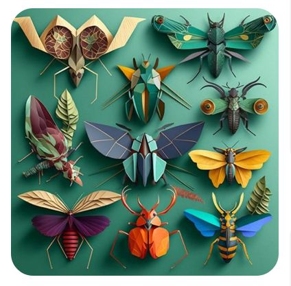 Paper Bugs Insects, Studio Roof Insects, Paper Insects, Origami Insects, Paper Art Sculpture, Paper Cutout Art, 3d Paper Art, Instruções Origami, Diy Decor Ideas