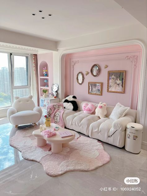 Cute Pink Living Room, Girly Furniture, Pastel Apartment, Cute Living Room, Pastel Home Decor, Pink Living Room, Dekorasi Kamar Tidur, Pastel Room, Pinterest Room Decor