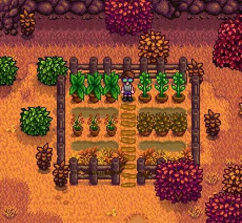 Stardew Valley Starter Farm, Stardew Valley Vanilla, Stardew Decor, Stardew Farm, Stardew Farms, Stardew Valley Layout, Stardew Valley Tips, Stardew Valley Farms, Farm Layout