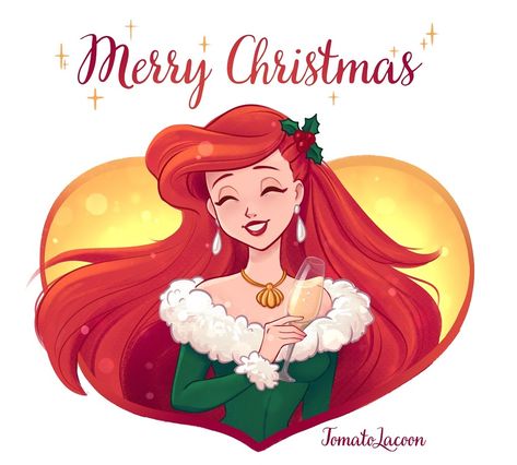 Disney Merry Christmas, Princess Christmas, Princesas Disney Anime, Ariel Disney, Mermaid Christmas, Disney Dreams, Disney Princess Ariel, Disney Princess Drawings, Princesa Disney