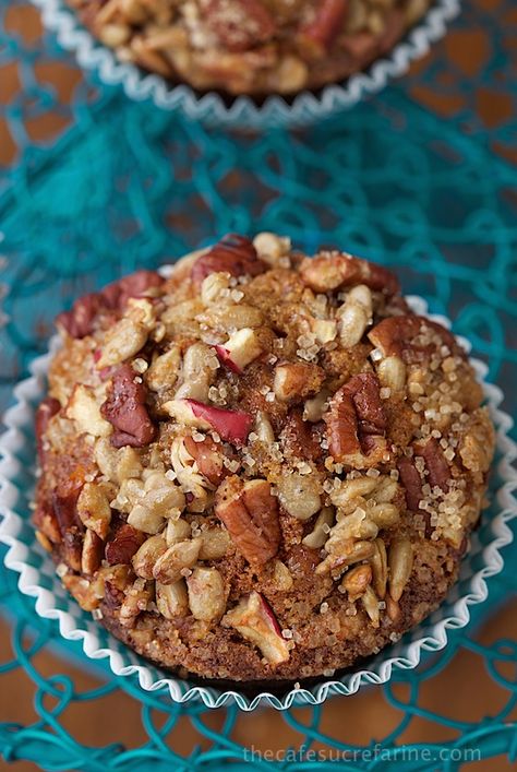 Morning Glory Muffins with Candied Pecan Topping - this is one of those "never-fail" recipes! The muffins always come up tall and pretty. I love that they're so delicious and loaded with healthy ingredients at the same time. Oh, and the candied pecan topping is totally amazing! Best Morning Glory Muffins, Candied Pecan, Glory Muffins, Morning Glory Muffins, Pecan Topping, Best Morning, Casually Elegant, Candied Pecans, Healthy Muffins