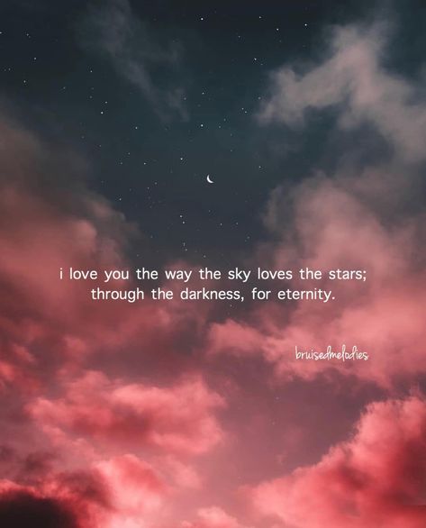 sk 🌺 on Instagram: “❝I love you the way the sky loves the stars; through the darkness, for eternity❞ . . . photo source: @matialonsor . . . follow…” Love Your Life Quotes, Sky Of Love, Night Sky Quotes, Skies Photo, Sunset Love Quotes, Sky Captions, Photography Captions, Love Friendship Quotes, Sky Quotes