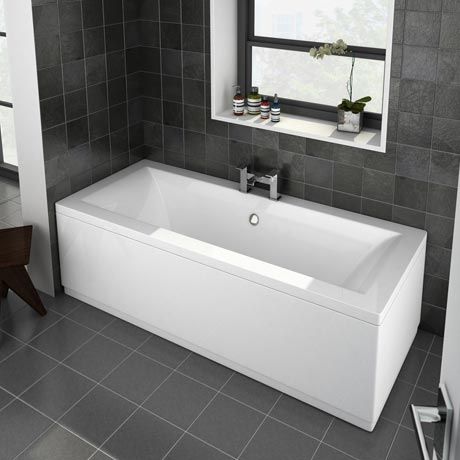 Acrylic Baths & Standard Baths | Victorian Plumbing UK. Square Bath, Double Ended Bath, Grey Bathroom, Hill Interiors, Bath Panel, Modern Baths, Main Bathroom, Bath Taps, Small Bathroom Design