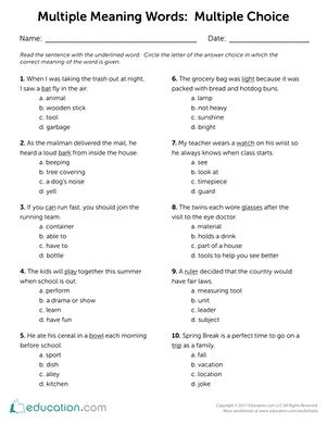 Circle the meaning of the word. Your students will practice using sentence clues to identify the meaning of homographs. Homographs are words that are spelled the same but have a different meanings. #educationdotcom Multiple Meaning Words 2nd Grade, Subject And Predicate Worksheet, Multiple Meaning Words Activities, Third Grade Reading Worksheets, Multiple Meaning Words Worksheet, Roman Language, 5th Grade Curriculum, Vocabulary Games For Kids, 4th Grade Reading Worksheets