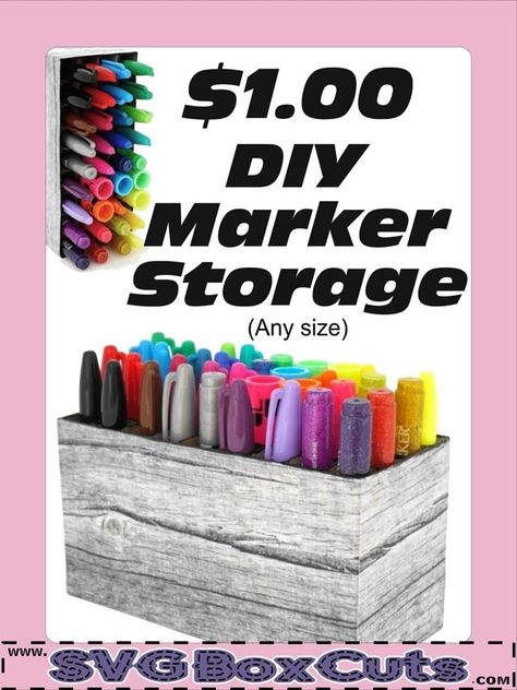 DIY Marker Storage for $1 Craft Pen Storage, Diy Marker Storage, Diy Marker, Marker Storage, Pencil Storage, Cheap Storage, Paint Storage, Pen Storage, Sharpie Marker