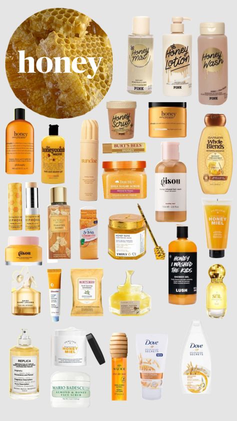 Honey Scented Shower Routine, Honey Scented Products, How To Smell Like Honey, Smell Like Honey, Scent Layering, Honey Perfume, Honey Skin Care, Scent Combos, Caramel Skin