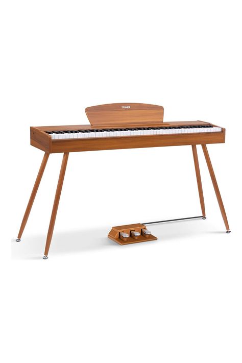 Donner DDP-80 Digital Piano 88 Key Weighted Keyboard, Full-size Electric Piano for Beginners, with Sheet Music Stand, Triple Pedal, Power Adapter, Supports USB-MIDI Connecting, Wood Color Piano For Beginners, Sheet Music Stand, Music Stand, Pedal Power, Electric Piano, Digital Piano, Learn Piano, Wood Color, Power Adapter