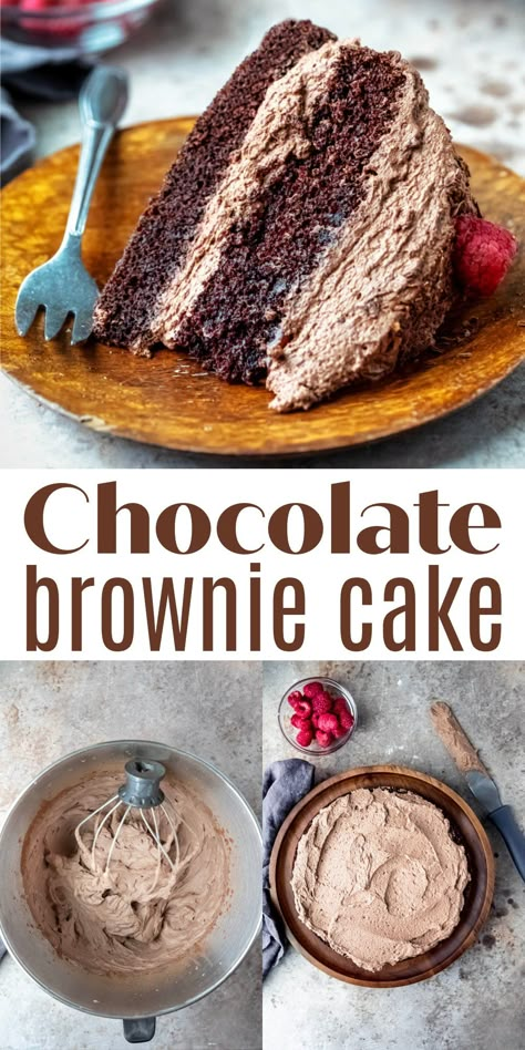 Brownie Cake Recipe, Birthday Cake Brownies, Fudgy Cake, Chocolate Brownie Cake, Amazing Chocolate Cake Recipe, Brownie Cake, Cake Tasting, Fudgy Brownies, Chocolate Cakes