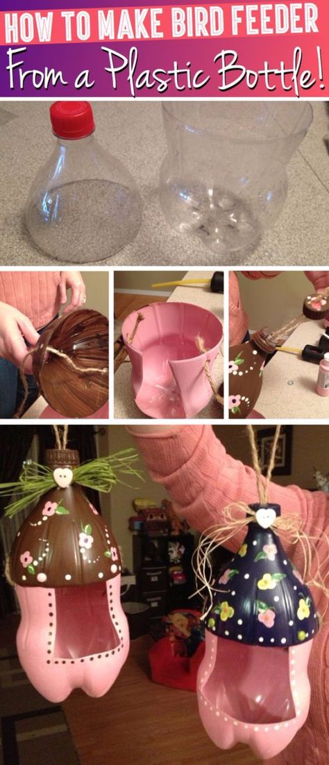 Recycler Diy, Diy Plastic Bottle, Inexpensive Crafts, Cute Diy Projects, Diy Bird Feeder, Creative Diy Gifts, Diy Birds, Diy Simple, Plastic Bottle Crafts