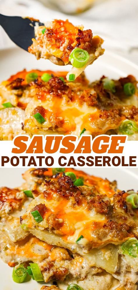 Ground Sausage And Potatoes Crockpot, Ground Sausage Recipes For Dinner, Utah Scones, Ground Italian Sausage Recipes, Sausage And Potato Casserole, Italian Sausage Casserole, Potatoes Loaded, Sausage Potato Casserole, Sausage And Potato Bake