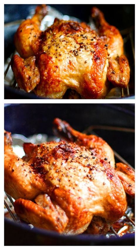 Crispy Roasted Chicken, Chicken Crispy, Roasted Garlic Chicken, Garlic Chicken Recipes, Ayam Bakar, Turkey Dishes, Garlic Chicken, Roast Chicken, Poultry Recipes