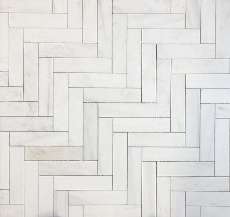 Straight herringbone pattern in the Bianco Puro Marble Collection from The Tile Shop Block Herringbone Tiles, Straight Herringbone Tile Floor, Straight Herringbone Backsplash, Attic Extension, Straight Herringbone, Herringbone Bathroom, Herringbone Tile Pattern, House Rehab, Herringbone Tile Floors