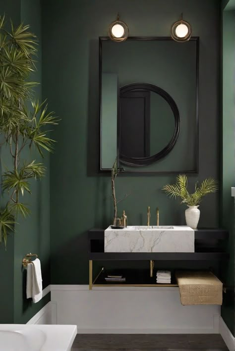 Color For Bathroom Walls, Color For Bathroom, How To Paint Behind A Toilet, Clawfoot Tub Shower Curtain, Green Toilet, Black Clawfoot Tub, Bathroom Wall Colors, Dark Gray Bathroom, Paint Guide