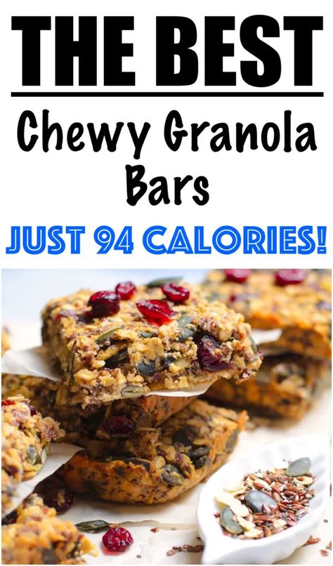 Chewy Cranberry Granola Bars Low Calorie Snack Bars, Low Calorie Granola Bars, Cranberry Granola Bars, Low Calorie Protein Bars, Low Calorie Granola, Granola Calories, Healthy Low Calorie Breakfast, Superfood Granola, Granola Bar Recipe Chewy