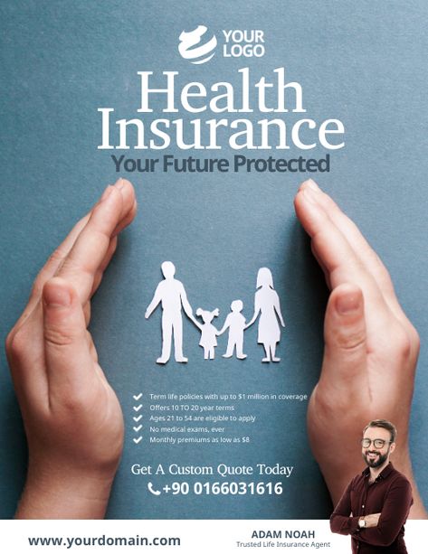 Medical Insurance Poster, Health Insurance Poster Design, Health Insurance Ads, Social Media Campaign Design, Insurance Ads, Life Insurance Agent, Ad Ideas, Insurance Marketing, 15 Aug