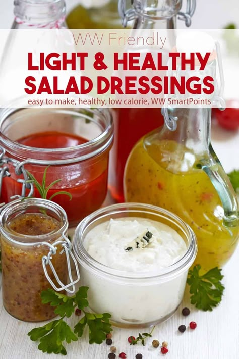 Low Calorie Salad Dressing Recipes, Healthy Salad Dressings, Low Calorie Salad Dressing, Health Salad, Light Salad Dressing, Weight Watchers Salad, Mayo Salad, Homemade Salad Dressing Healthy, Best Salad Dressing