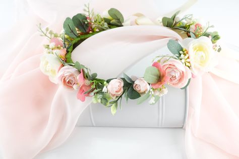 Flower Crown Pink, Bohemian Crown, Flower Headband Wedding, Crown Bride, Dusty Pink Weddings, Flower Crown Bride, Floral Crown Wedding, Pink Flower Crown, Crown Pink