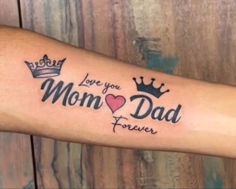 Mom And Dad Tattoo, Mom Dad Tattoo, Family Tattoo Ideas, Mama Tattoo, Meaning Tattoos, Dad Tattoo, Family Tattoo, Dad Tattoos, Cute Tattoos For Women