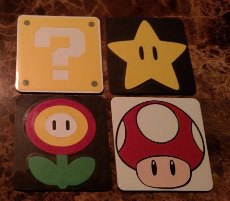 4 Paintings Set Ideas, Mario Painting Canvases, Mario Canvas Painting, Nerd Painting, Gifts For Nerds, Nerd Baby, Game Room Bar, Canvas Drawing, Small Canvas Paintings