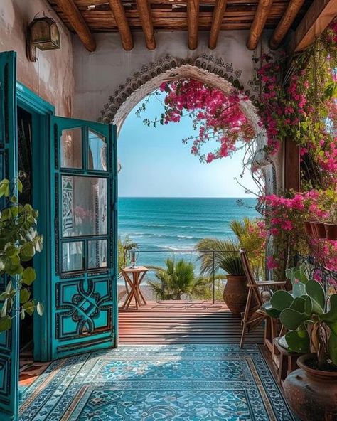 Bohem Style Every Where Doors In Greece, Window Overlooking Ocean, Bohemian Multi-strand Beach Beads, Bohemian Lifestyle, Greece Holiday, Greek Style, Amazing Art Painting, Beach Scenes, Lifestyle Blog