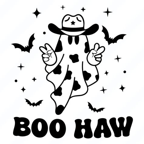 Cow Print Svg, Ghost In A Cowboy Hat Tattoo, Cute Cowboy Ghost Tattoo, Halloween Shirt Svg, Cowboy Hat Svg, Ghost In A Cowboy Hat, Ghost With Cowboy Hat, Halloween Svg, Cowboy Ghost