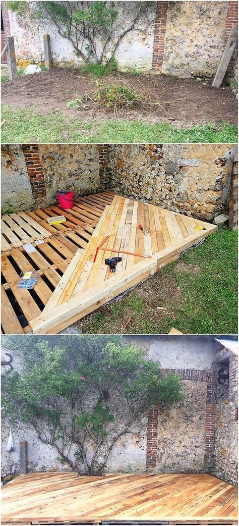 Wood Pallet Recycling, Wooden Deck, Pallet Decor, Pallet Garden, Pallets Garden, Have Inspiration, Terrace Design, Wood Pallet Projects, Building A Deck