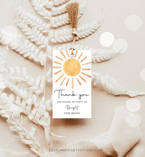 Boho Food, Summer Template, Sun Birthday, Girl Trip, Sunshine Baby Showers, Dino Birthday Party, Edit Font, Sunshine Birthday, Thank You Labels