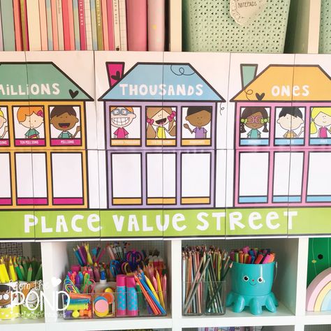 Place Value Street | From the Pond Place Value House, Place Value Of Numbers, Place Value Blocks, Place Value Activities, Place Value Chart, Sixth Grade Math, Learn Math, From The Pond, Math Center Activities