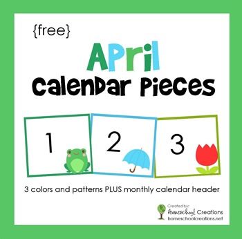 Calendar Preschool, Pocket Chart Calendar, Printable Calendar Numbers, Teaching Calendar, Kindergarten Calendar, Preschool Calendar, April Calendar, Pattern Cards, Calendar Cards