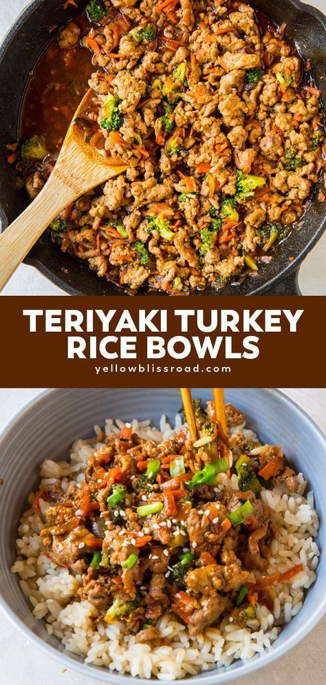 Teriyaki Turkey Rice Bowl, Turkey Rice Bowl, Teriyaki Turkey, Ground Turkey Recipes Easy, Turkey Rice, Healthy Turkey Recipes, Ground Turkey Recipes Healthy, Healthy Ground Turkey, Healthy Turkey