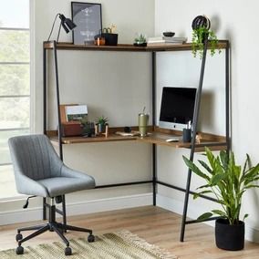 Desks - Office & Corner | Dunelm Fulton Dunelm, Little Office Space Ideas, Desks For Small Spaces Bedrooms, Corner Office Space In Bedroom, Work From Home Office Ideas Small Spaces, Small Office Inspiration, Small Office Corner, Office Ideas For Small Space, Home Office Lounge Area