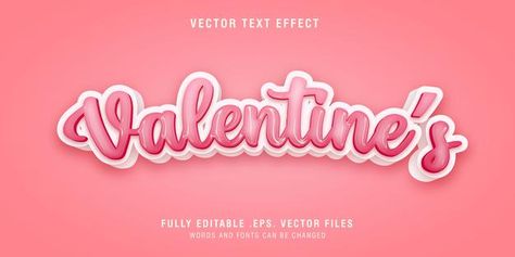 Valentine's day text style effect editab... | Premium Vector #Freepik #vector #pink #typography #valentine #font Valentine Typography, Pink Typography, Valentine Font, Adobe Illustrator Graphic Design, Valentine Theme, Text Style, Eps Vector, Text Effects, Cinema 4d