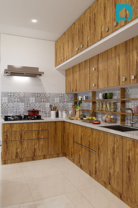 Kitchen Backsplash Ideas, Inspiration and more Kitchen Interior Brown Cabinets, Kichan Room Tiles Design, Cabnit Design Ideas, Kitchen Ideas With Brown Cabinets, Simple Kitchen Ideas Indian, Kitchen Tiles Design Modern, Modern Kitchen Cabinet Design Cupboards, Simple Small Kitchen Ideas Indian, Simple Kitchen Design Indian