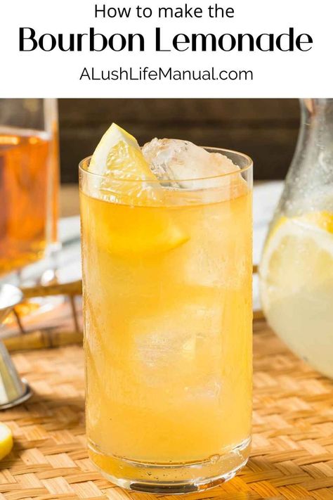 Bourbon And Lemonade Cocktail, Adult Lemonade, Bourbon Lemonade, Fruity Cocktail Recipes, Lemonade Cocktail Recipe, Orange Juice Drinks, Bourbon Recipes, Ginger Lemonade, Bourbon Cocktail