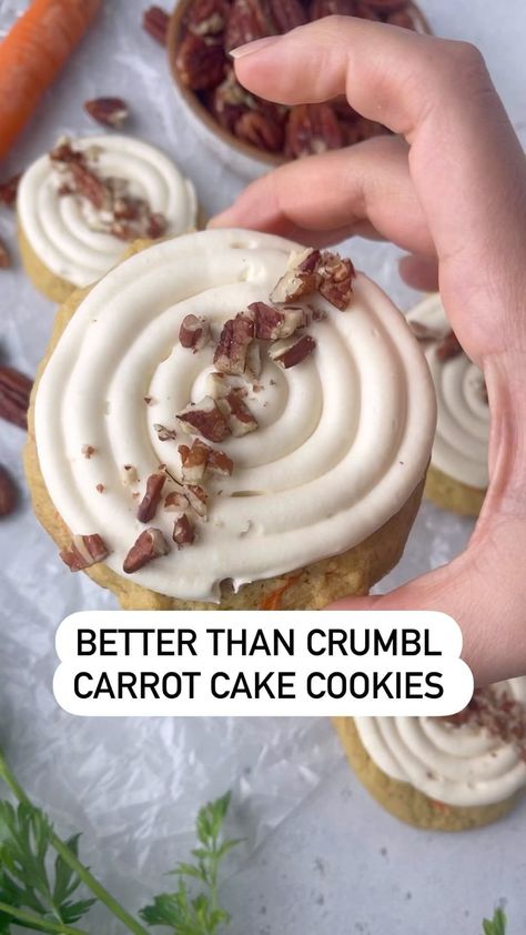 Crumbl Cookie Carrot Cake, Crumbl Carrot Cake Cookies, Crumble Cookie Recipe, Lifestyle Of A Foodie, Crumble Cookie, Crumbl Cookies, Carrot Cake Cookies, Dessert Platter, Treats Recipes